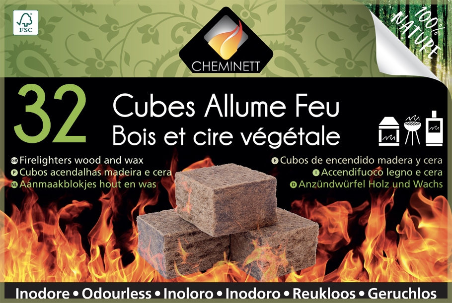 Cubes allume-feu sans odeur 100% naturel x40 - Hygiène droguerie